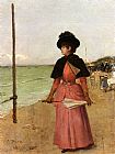 An Elegant Lady On The Beach by Ernest Ange Duez